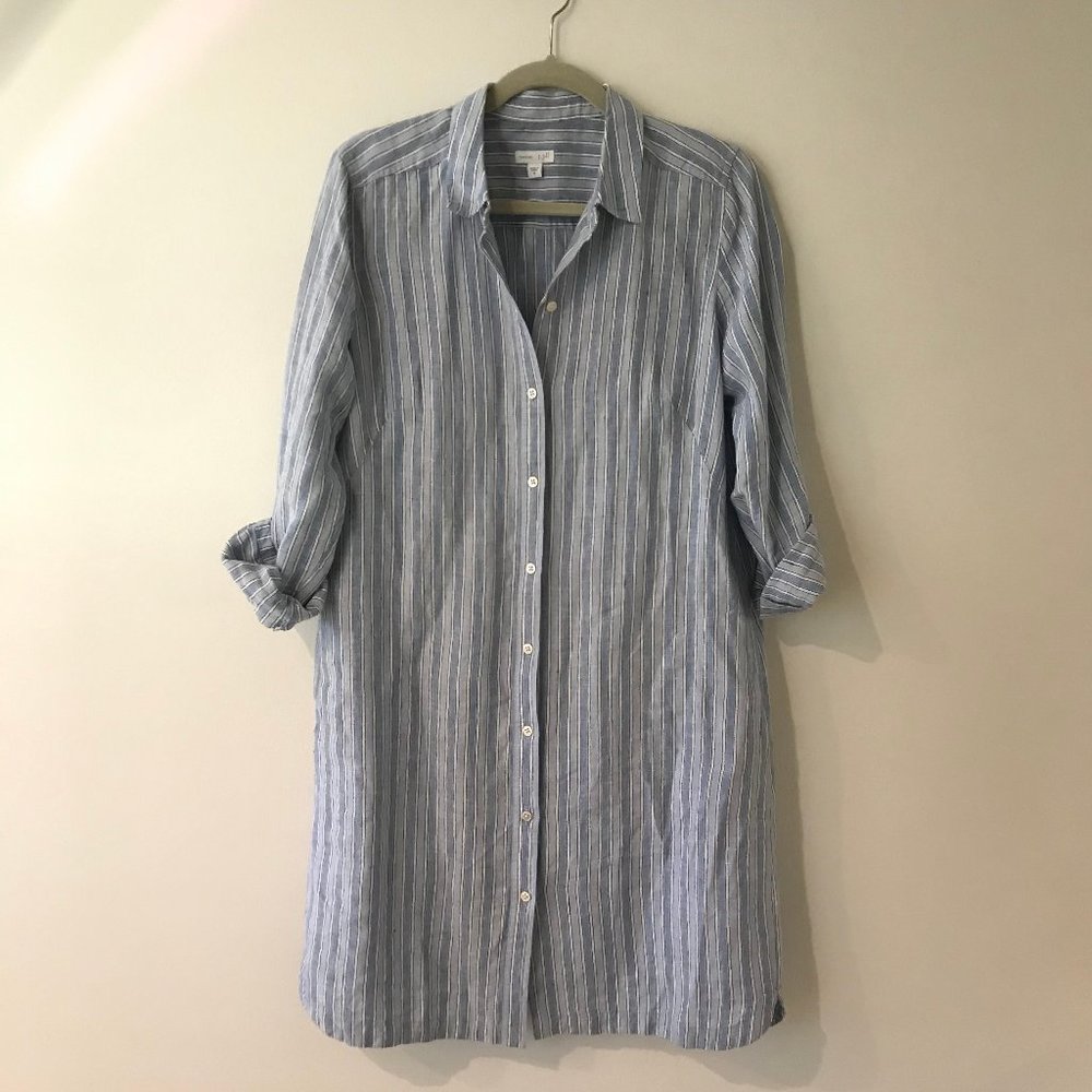 J.Jill Striped Linen Shirt Dress